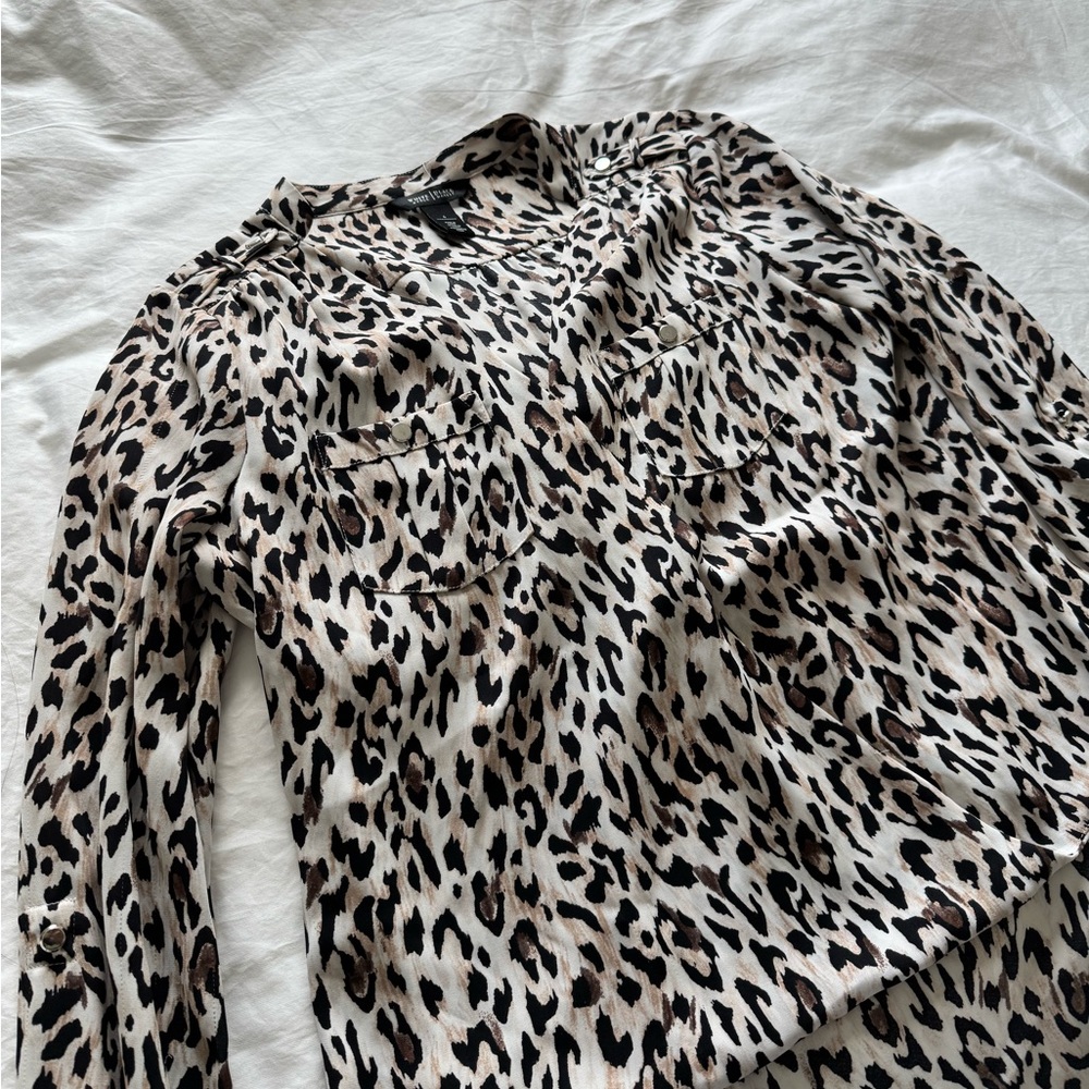 White House Black Market Animal Print Blouse